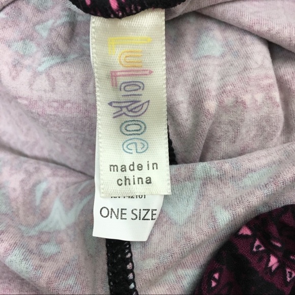 LULAROE Leggings OS One Size Southwestern Tribal Aztec Purple Blue Black Stretch - Picture 6 of 9